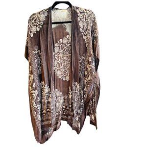 Moss Rose Beach Babe Bohemian Print Kimono Blueish gray color o/s